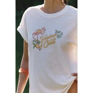 Anthropologie Celandine Graphic Cotton Crew-Neck T-Shirt Top White M 286454